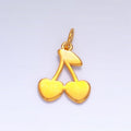 24K Gold plated Heart Cherry Fruit Minimalist Charm | W065 - DLUXCA