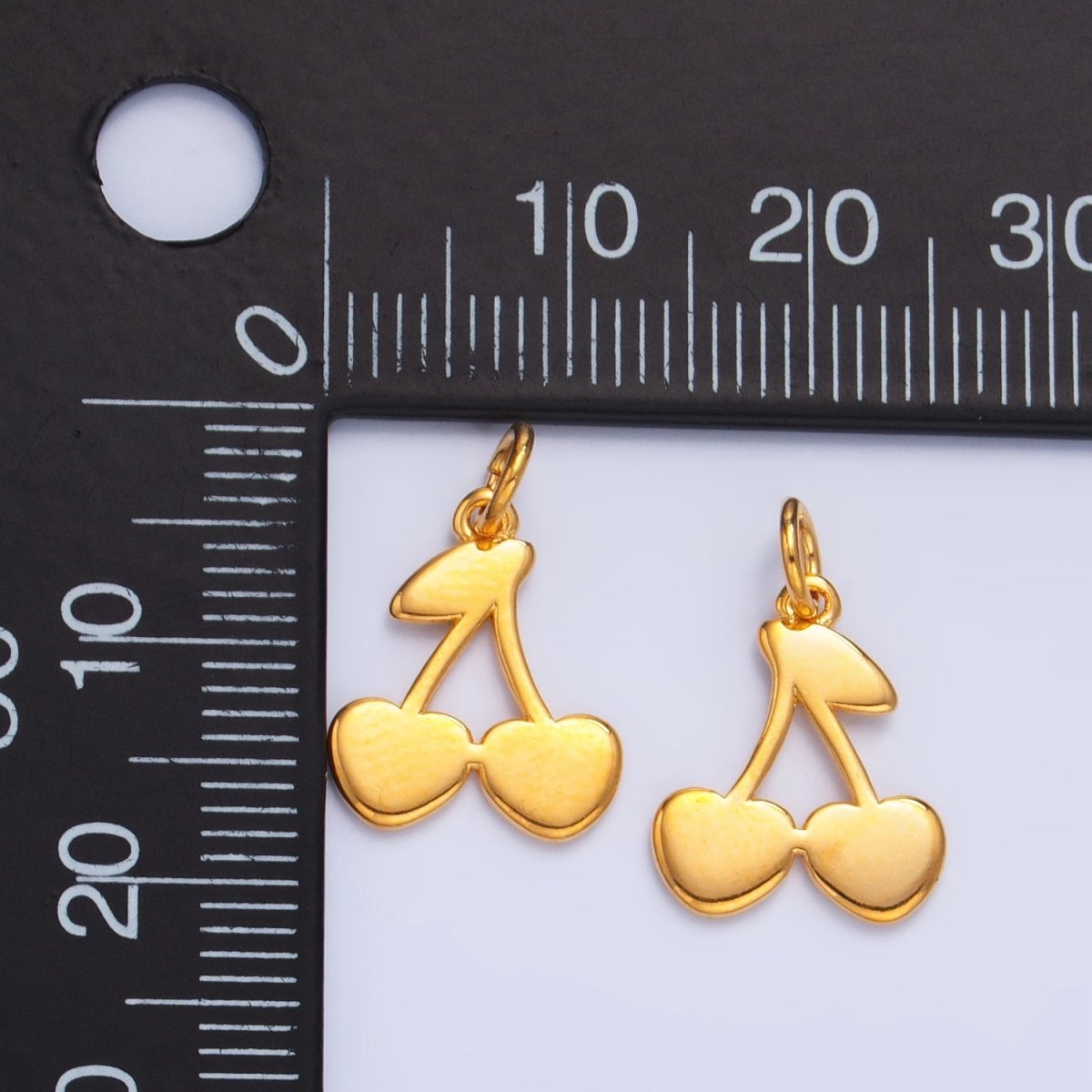 24K Gold plated Heart Cherry Fruit Minimalist Charm | W065 - DLUXCA