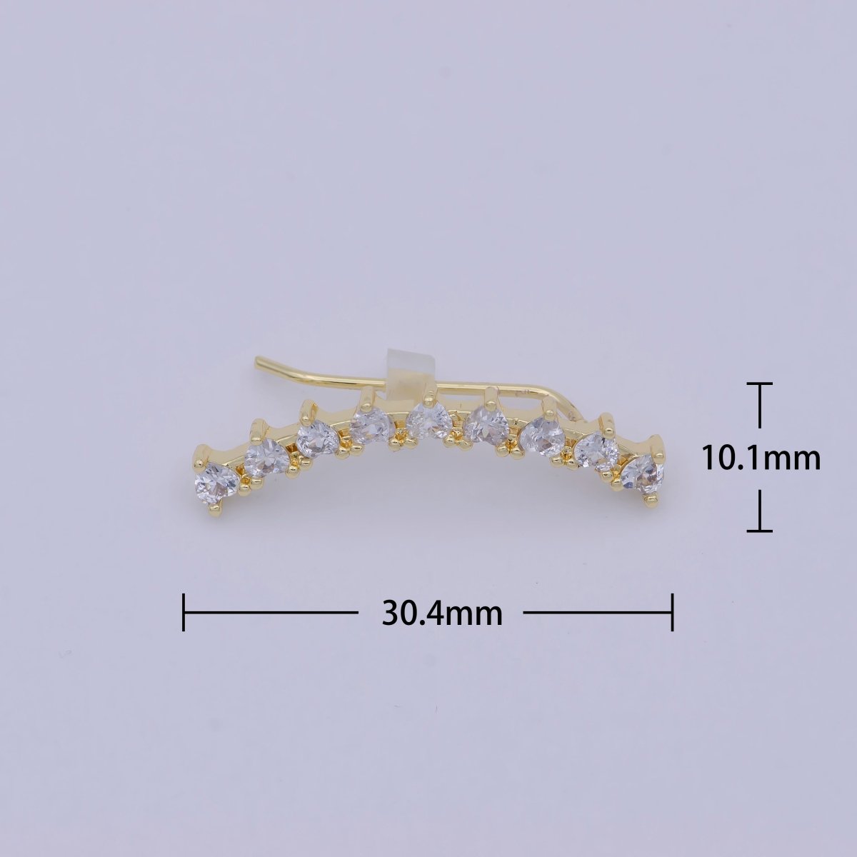 24K Gold plated Heart Clear CZ Lined Ear Climber Earrings | AB1199 - DLUXCA