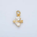 24K Gold plated Heart CZ Cupid Arrow Charm | AC107 - DLUXCA