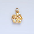 24K Gold plated Heart CZ House Home Mini Double Sided Charm | X853 - DLUXCA