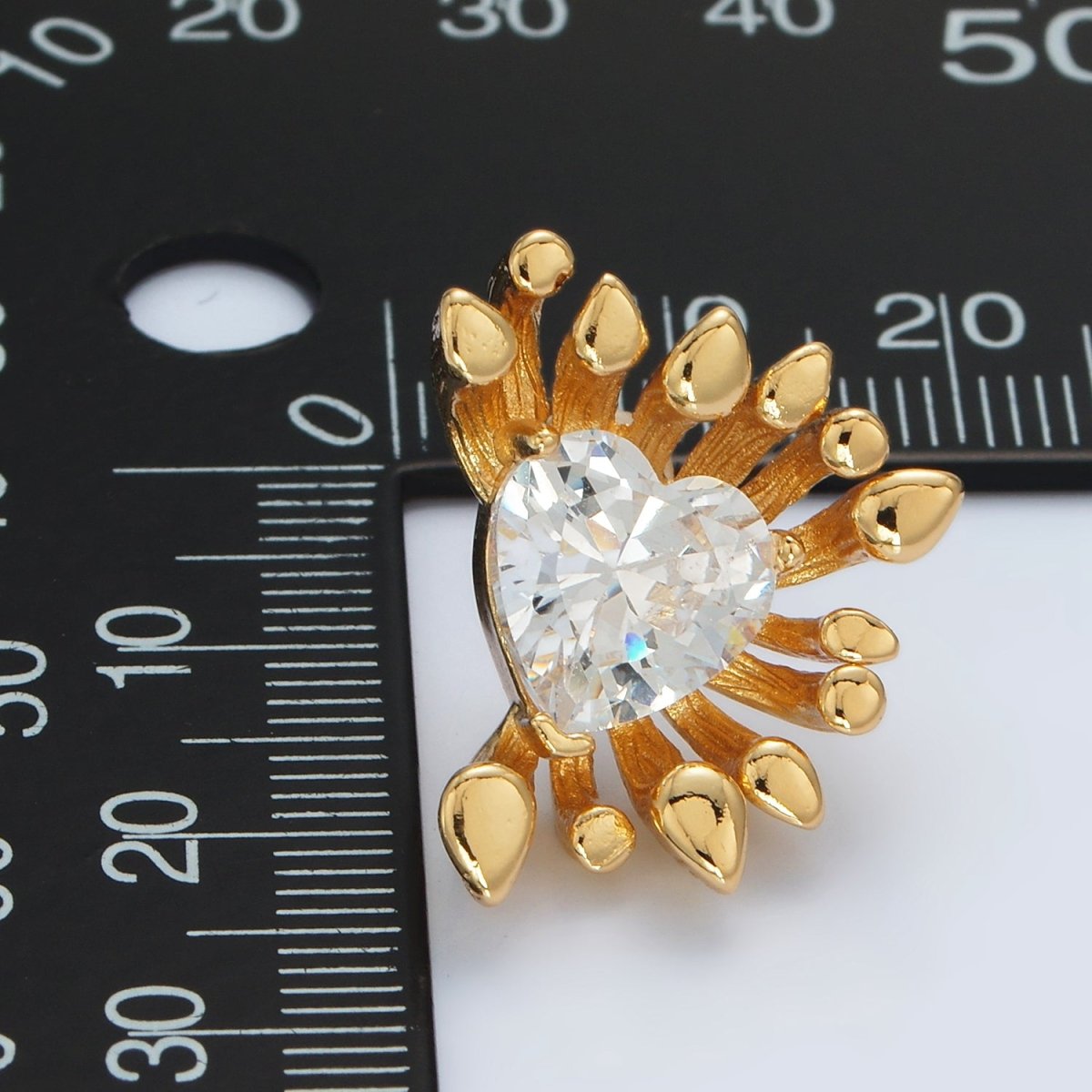 24K Gold plated Heart CZ Multiple Band Stud Earrings Set | T362 - DLUXCA
