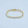 24K Gold plated Heart CZ Tennis Chain 7 Inch Bracelet in Gold & Silver | WA - 2859 WA - 2860 - DLUXCA