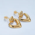 24K Gold plated Heart Edged Door Knocker Drop Stud Earrings | AD654 - DLUXCA