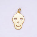 24K Gold plated Heart Eyes Skeleton Skull Minimalist Charm | AC868 - DLUXCA