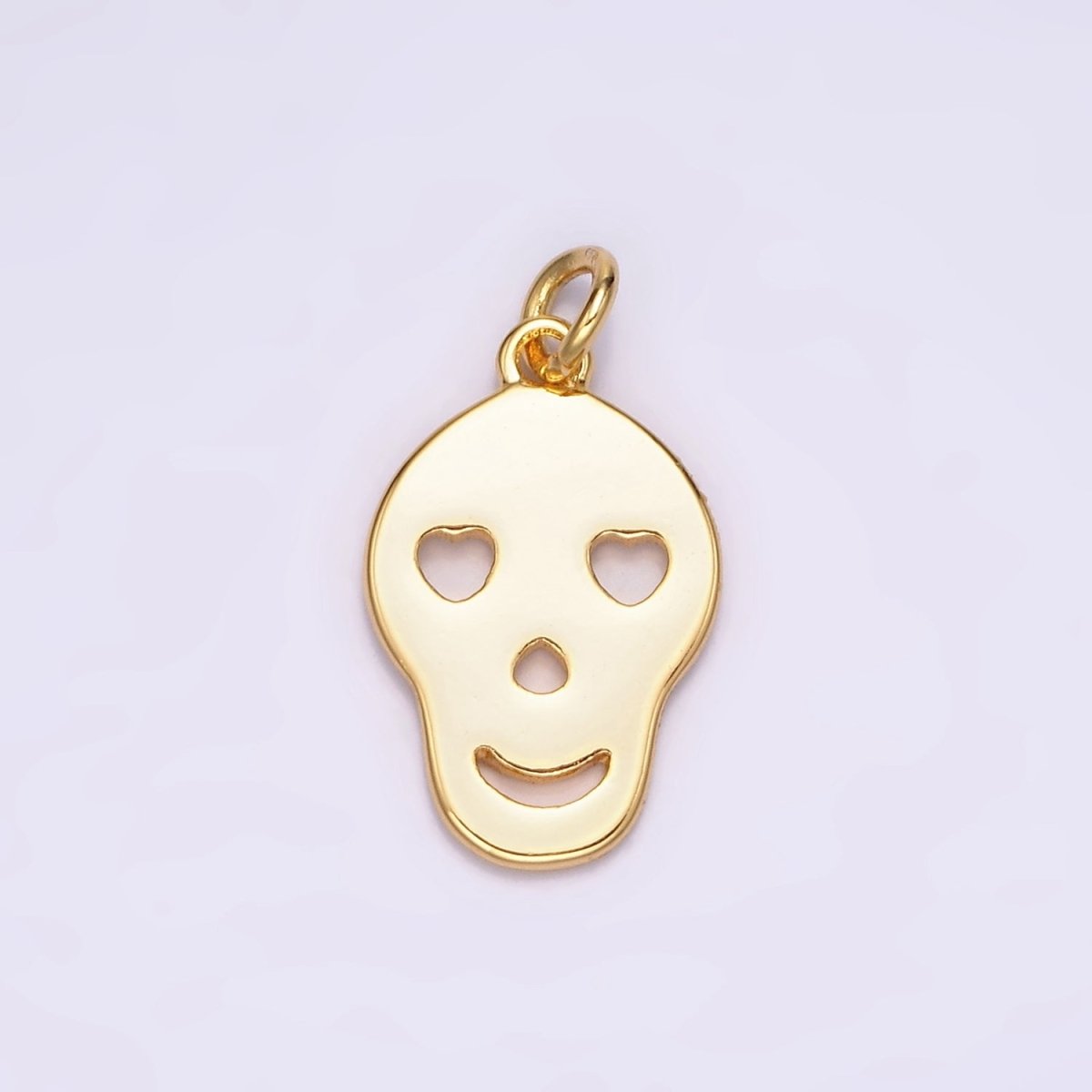 24K Gold plated Heart Eyes Skeleton Skull Minimalist Charm | AC868 - DLUXCA