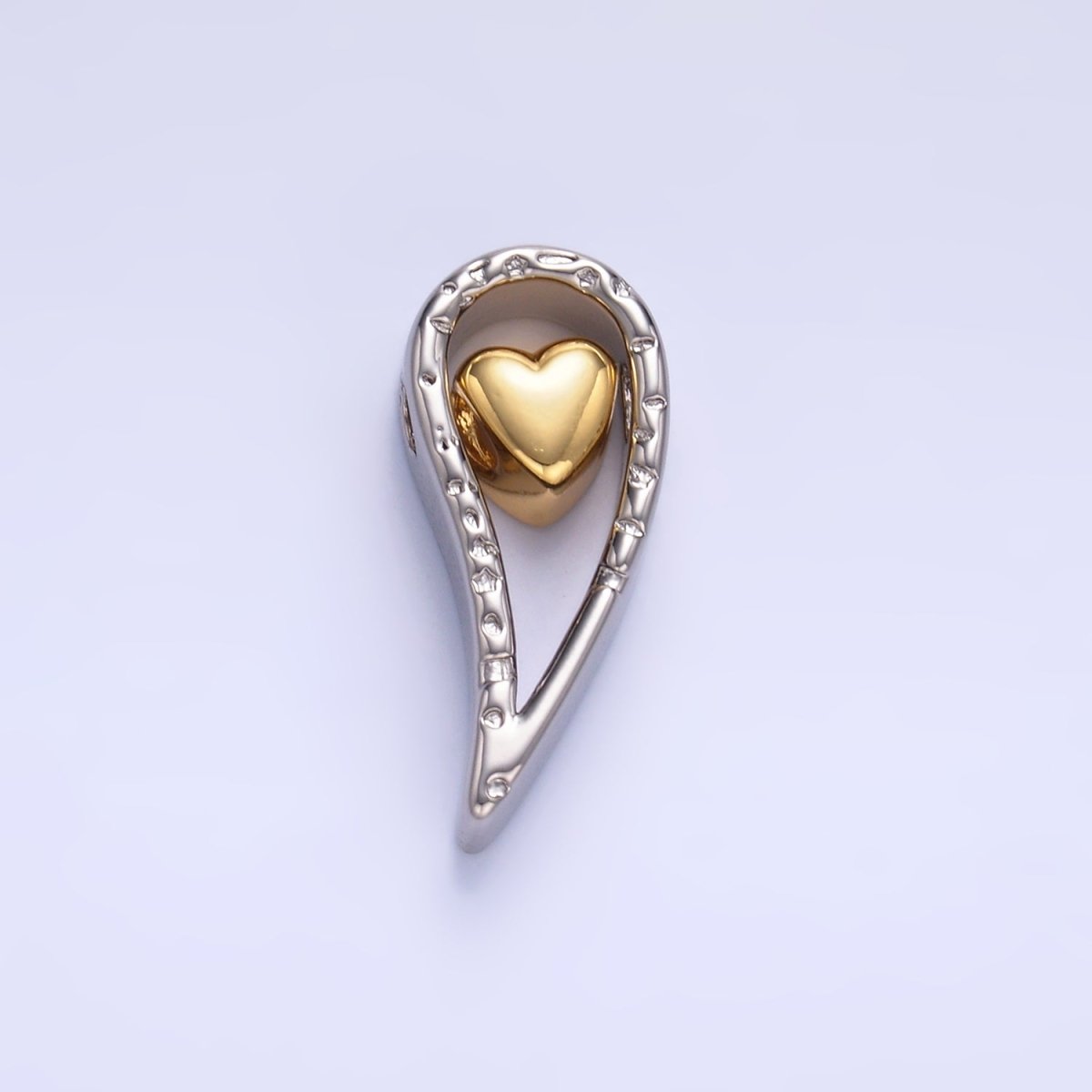 24K Gold plated Heart Geometric Teardrop Mixed Metal Slide Charm Set | W825 