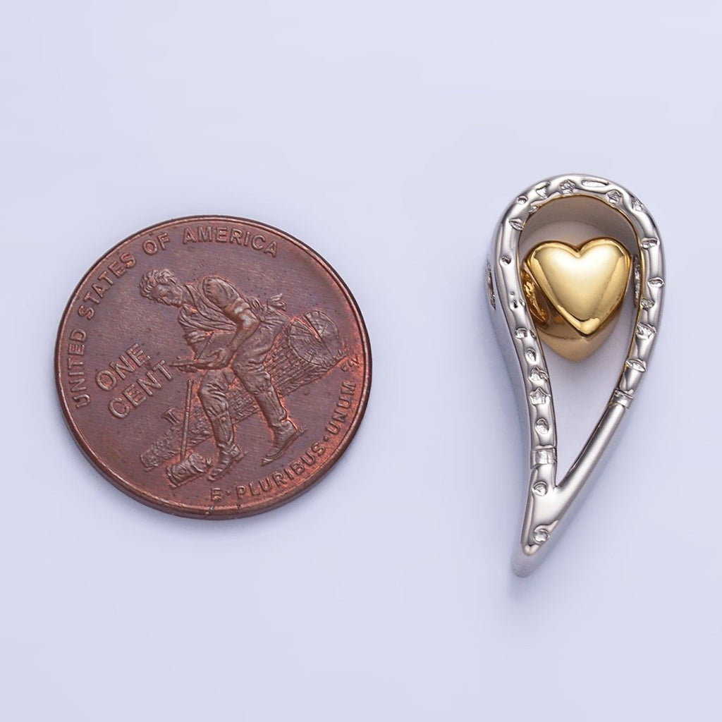 24K Gold plated Heart Geometric Teardrop Mixed Metal Slide Charm Set | W825 