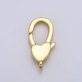 24K Gold plated Heart Lobster Clasp For DIY Jewelry Making For Bracelet Necklace Supplies L-173 - DLUXCA
