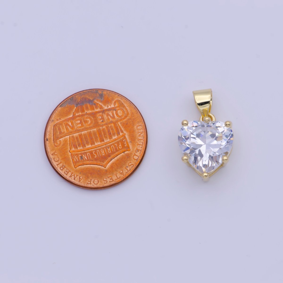 24K Gold plated Heart Love Pink, Clear Cubic Zirconia Pendant For Necklace Making | X-523 X-524