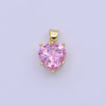 24K Gold plated Heart Love Pink, Clear Cubic Zirconia Pendant For Necklace Making | X-523 X-524