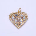 24K Gold plated Heart Micro Paved Rhombus CZ Cubic Zirconia Charm | X-194 - DLUXCA