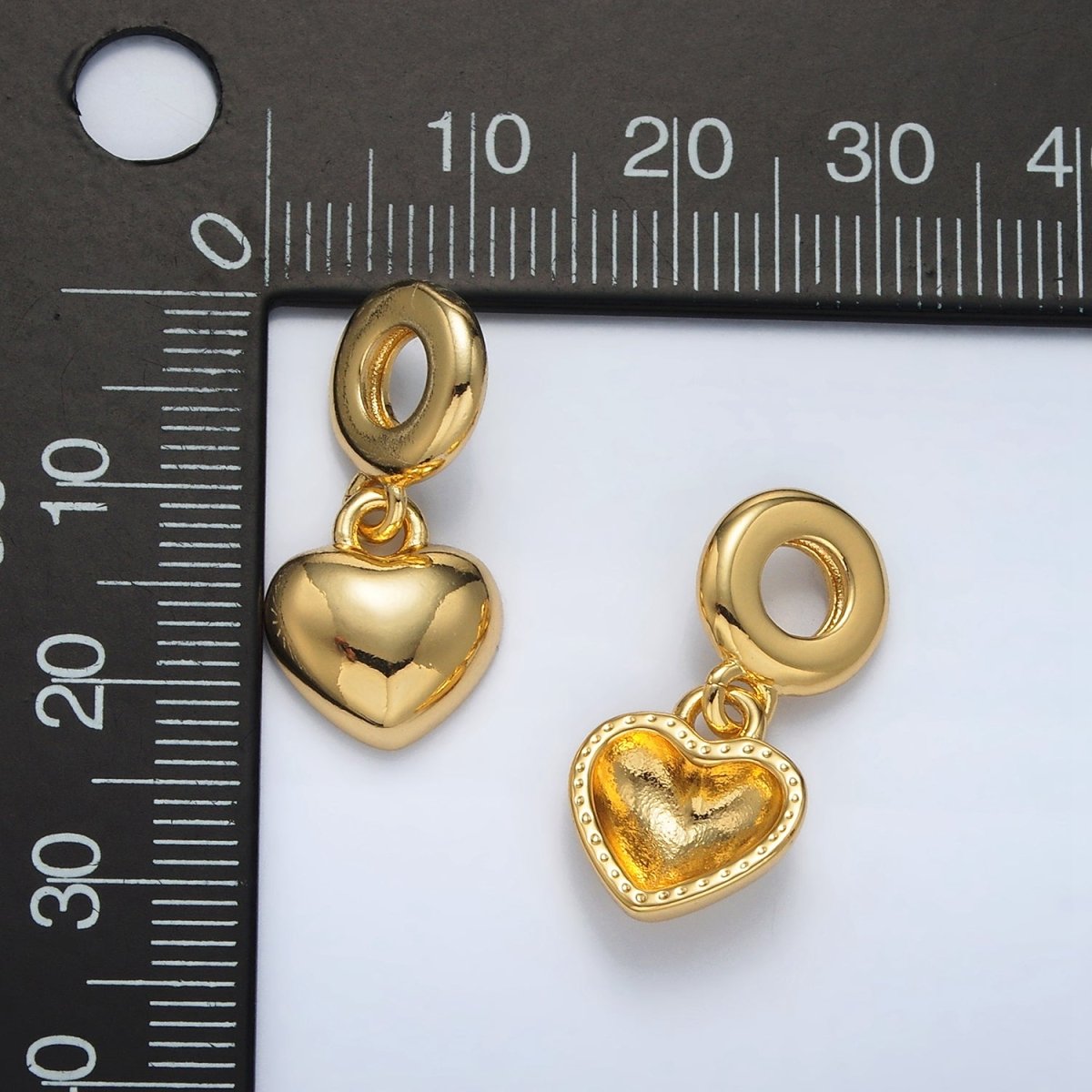 24K Gold plated Heart Minimalist Dome Rhondelle Bail Drop Pendant | AC098 - DLUXCA