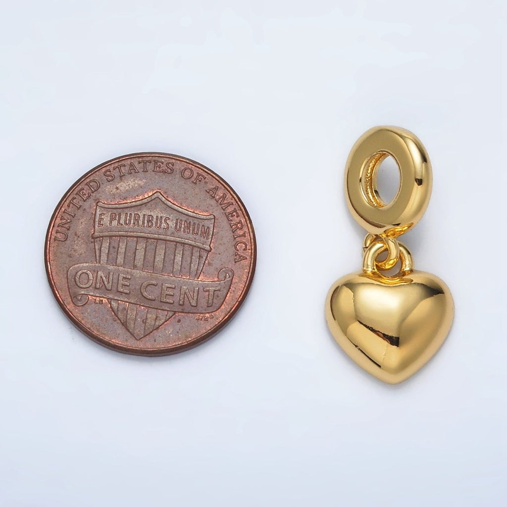 24K Gold plated Heart Minimalist Dome Rhondelle Bail Drop Pendant | AC098 - DLUXCA
