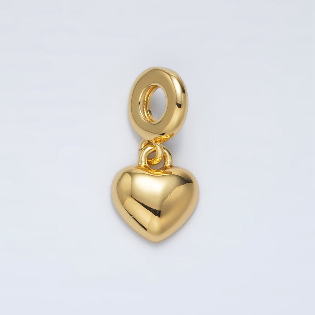 24K Gold plated Heart Minimalist Dome Rhondelle Bail Drop Pendant | AC098 - DLUXCA