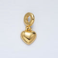 24K Gold plated Heart Minimalist Dome Rhondelle Bail Drop Pendant | AC098 - DLUXCA