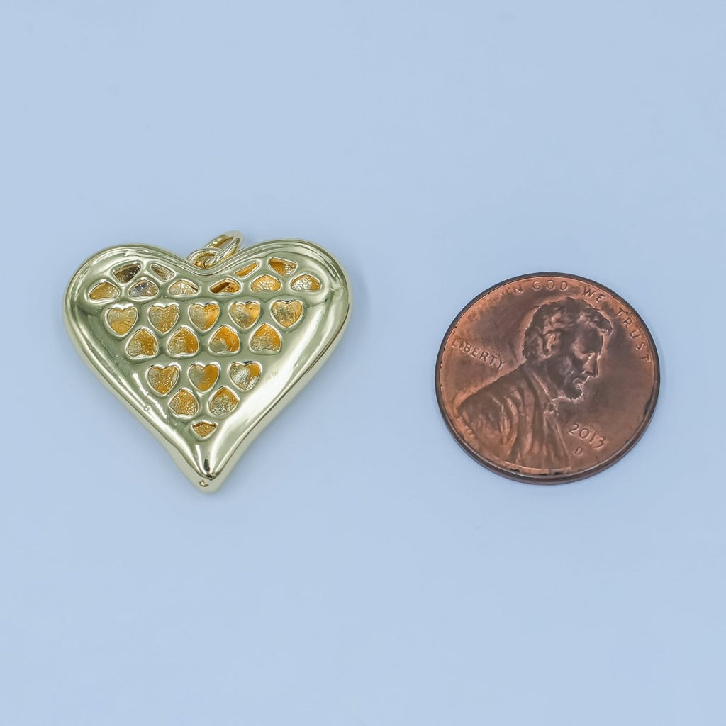 24K Gold plated Heart Minimalist Filigree Charm | N080 - DLUXCA