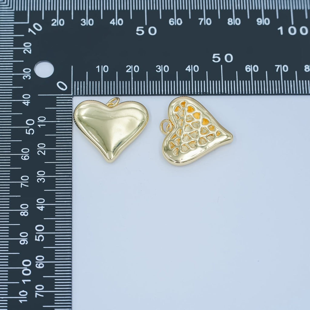 24K Gold plated Heart Minimalist Filigree Charm | N080 - DLUXCA