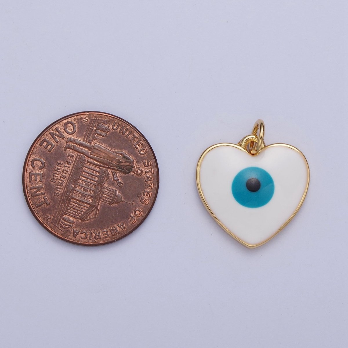 24K Gold plated Heart-Shaped Evil Eye Protection Charm | M-497 - DLUXCA
