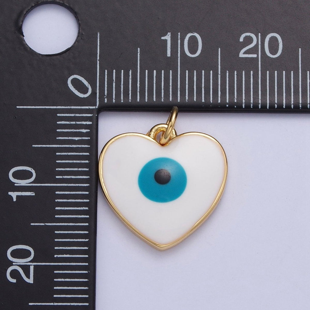 24K Gold plated Heart-Shaped Evil Eye Protection Charm | M-497 - DLUXCA