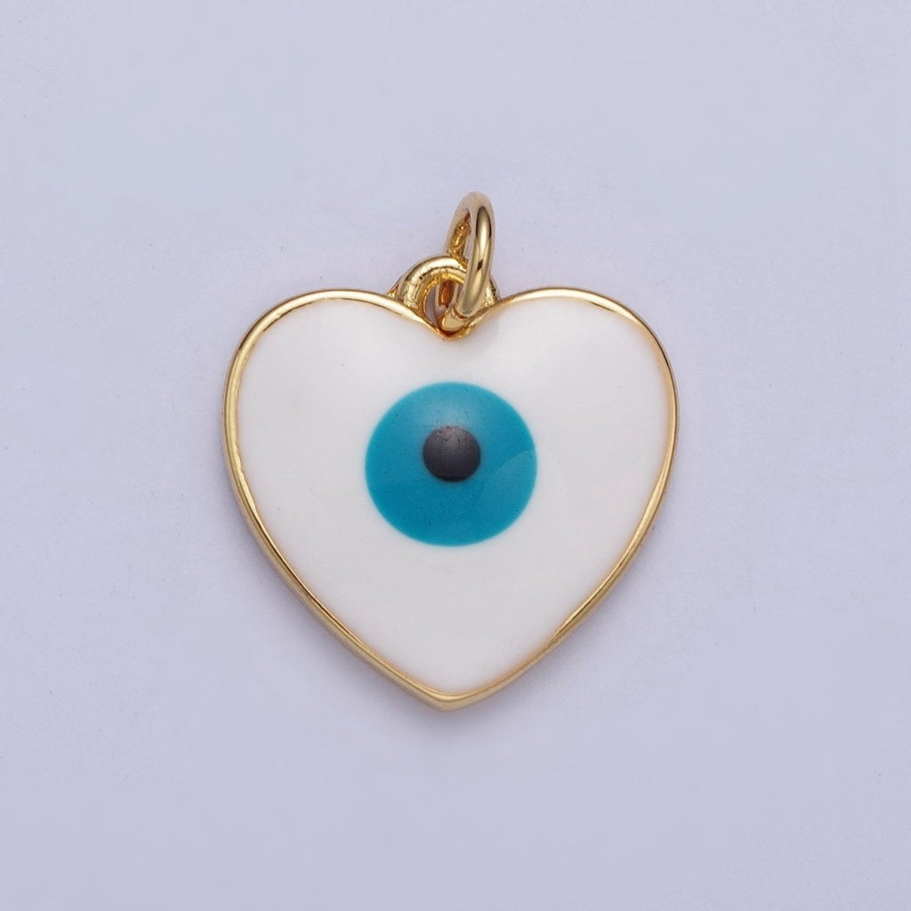 24K Gold plated Heart-Shaped Evil Eye Protection Charm | M-497 - DLUXCA