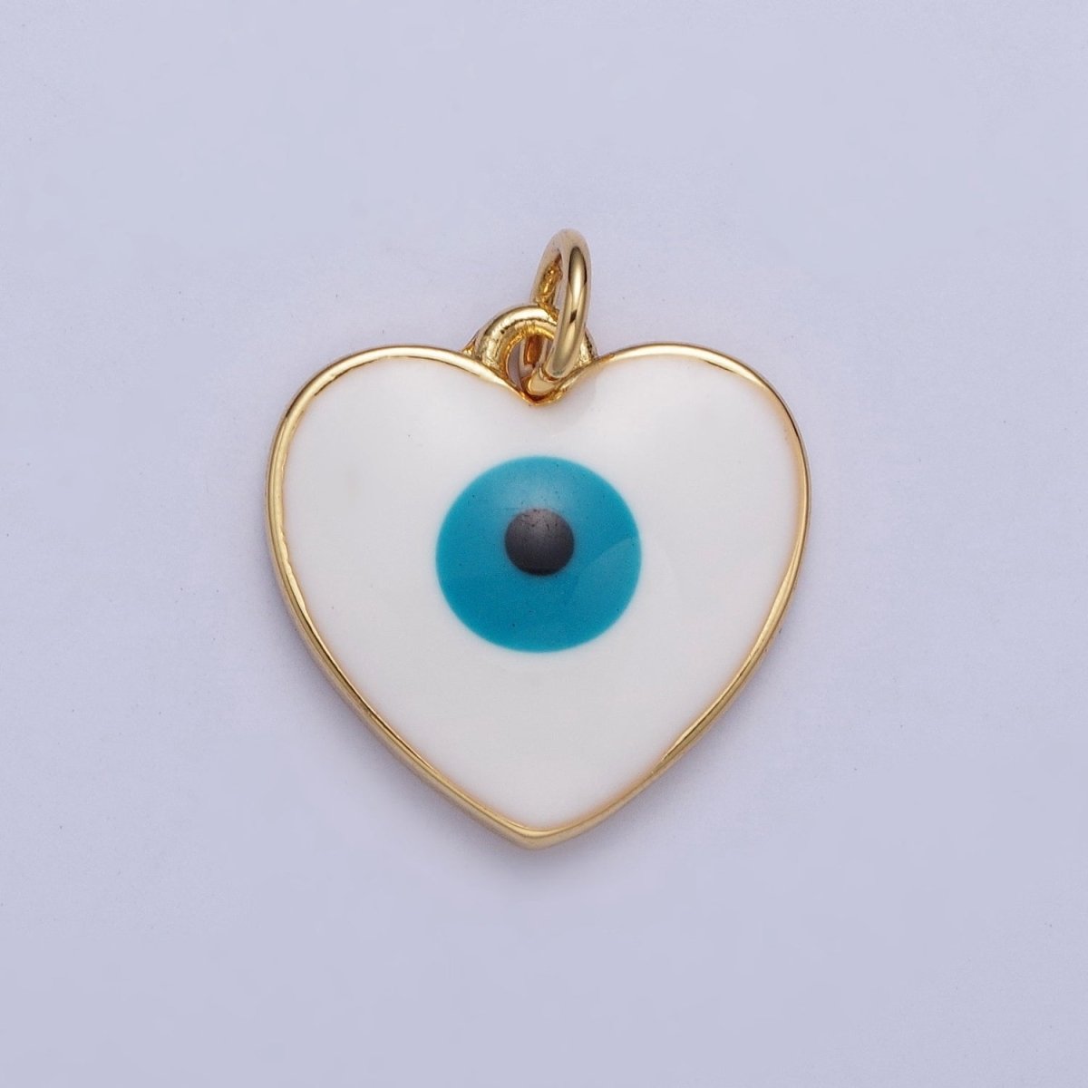 24K Gold plated Heart-Shaped Evil Eye Protection Charm | M-497 - DLUXCA