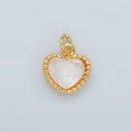 24K Gold plated Heart Shell Pearl Dotted Bezel Pendant | D669 - DLUXCA