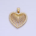 24K Gold plated Heart Valentine Lined Micro Paved CZ Open Pendant | AA344 - DLUXCA
