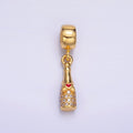 24K Gold plated Heart Wine Bottle Micro Paved CZ Rhondelle Drop Pendant | C876 