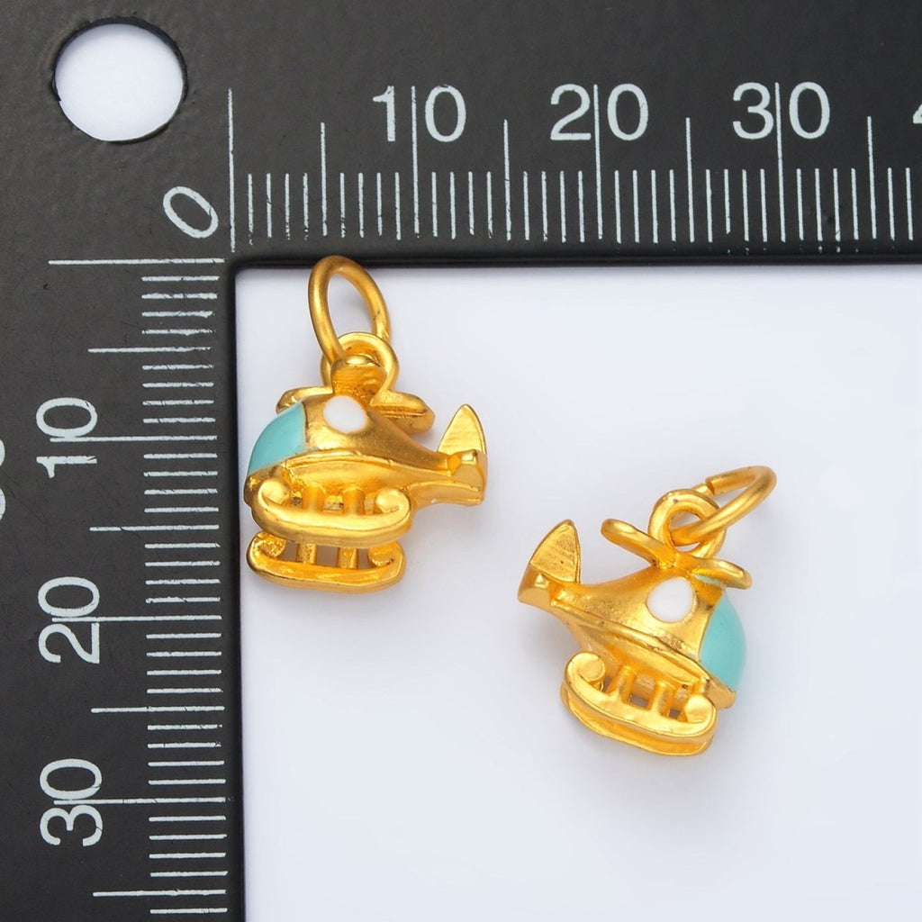24K Gold plated Helicopter Travel Enamel Mini Charm | M153 - DLUXCA