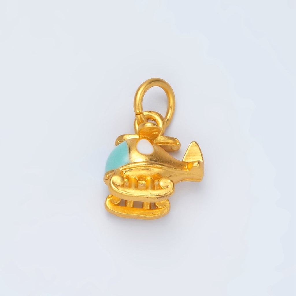 24K Gold plated Helicopter Travel Enamel Mini Charm | M153 - DLUXCA
