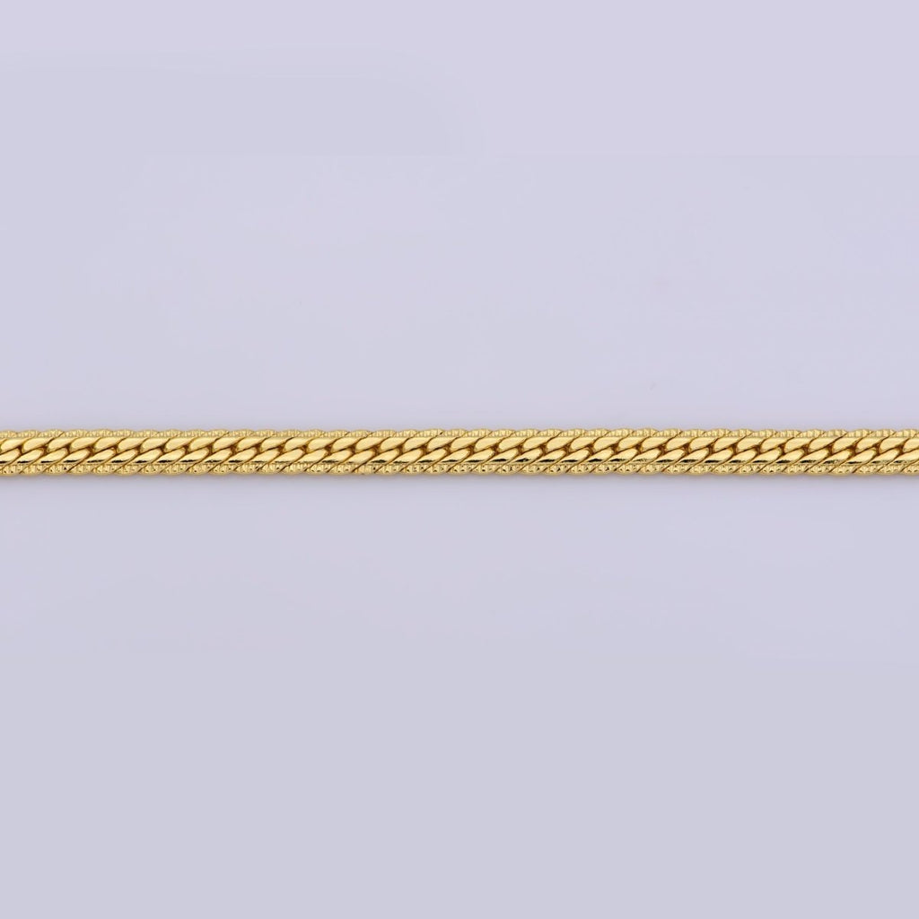 24K Gold plated Herringbone Chain Necklace, 19.5 Finished Chain For Jewelry Making, 4mm Width Herringbone Necklace w/ Lobster Clasps | CN-366 Clearance Pricing - DLUXCA