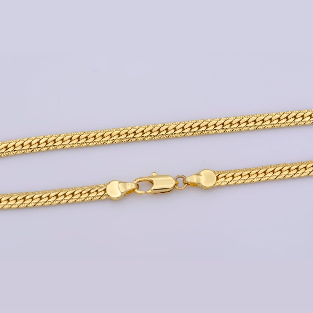 24K Gold plated Herringbone Chain Necklace, 19.5 Finished Chain For Jewelry Making, 4mm Width Herringbone Necklace w/ Lobster Clasps | CN-366 Clearance Pricing - DLUXCA