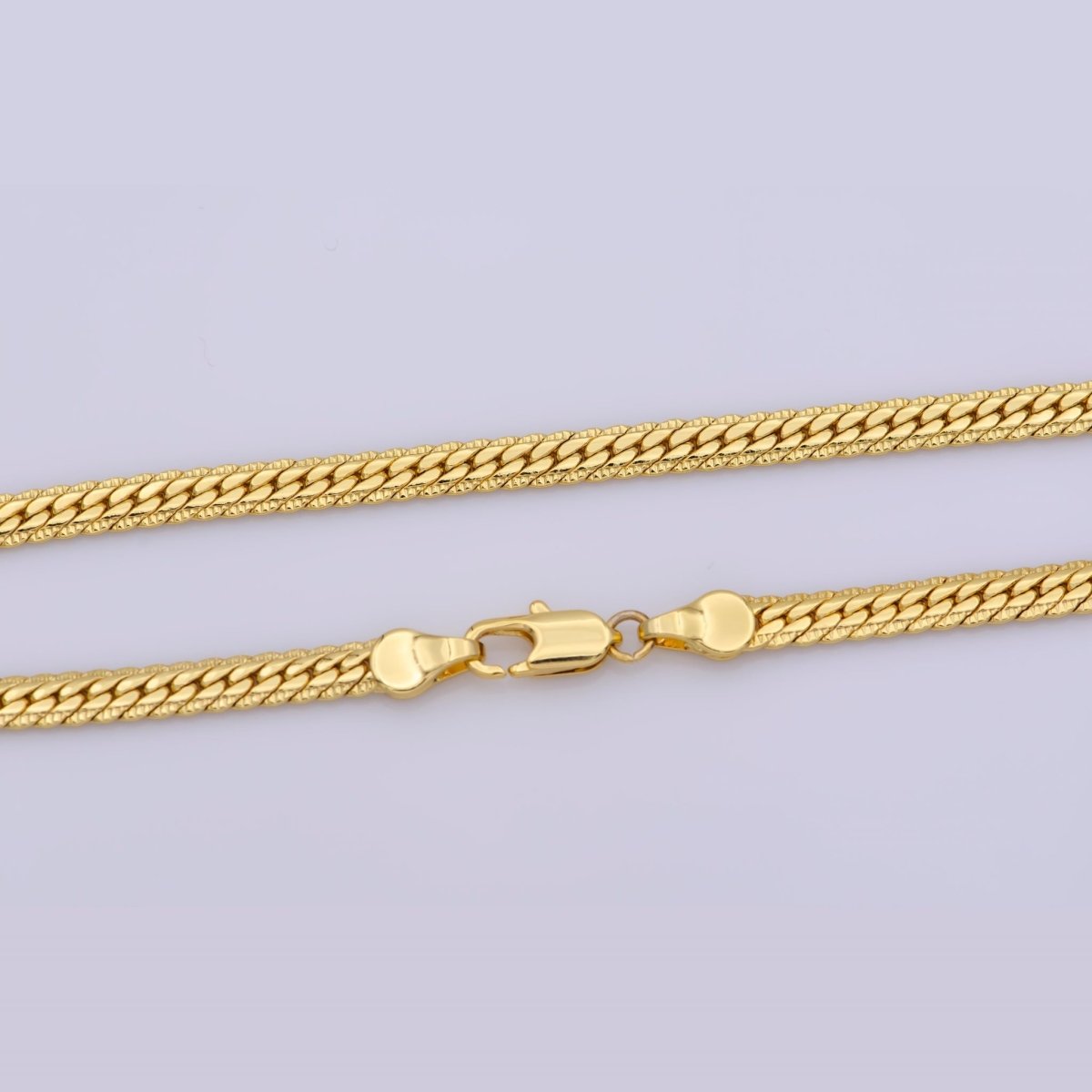 24K Gold plated Herringbone Chain Necklace, 19.5 Finished Chain For Jewelry Making, 4mm Width Herringbone Necklace w/ Lobster Clasps | CN-366 Clearance Pricing - DLUXCA