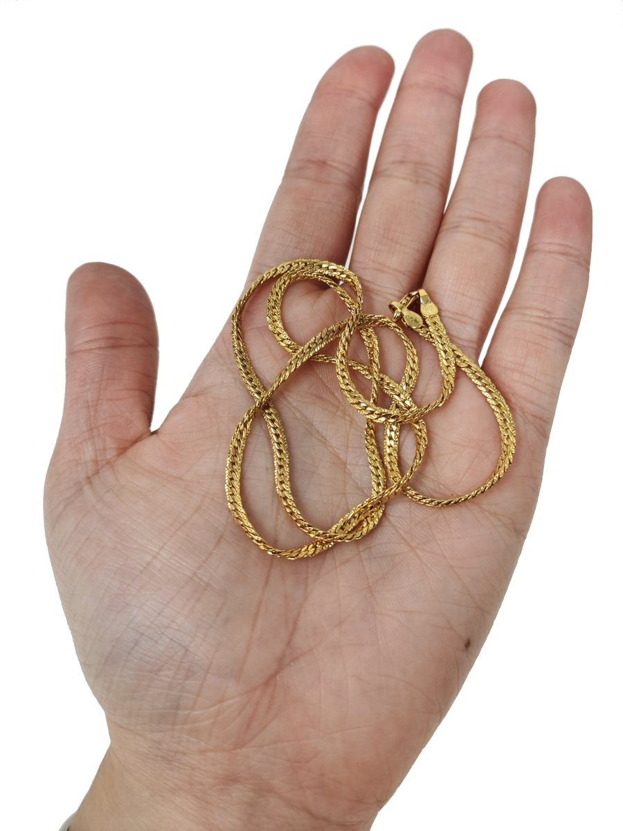 24K Gold plated Herringbone Chain Necklace, 19.8 inch Herringbone Finished Necklace For Jewelry Making, 3.1mm Herringbone Necklace w/ Lobster Clasps | CN-974 Clearance Pricing - DLUXCA