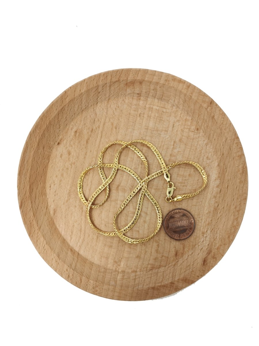 24K Gold plated Herringbone Chain Necklace, 19.8 inch Herringbone Finished Necklace For Jewelry Making, 3.1mm Herringbone Necklace w/ Lobster Clasps | CN-974 Clearance Pricing - DLUXCA