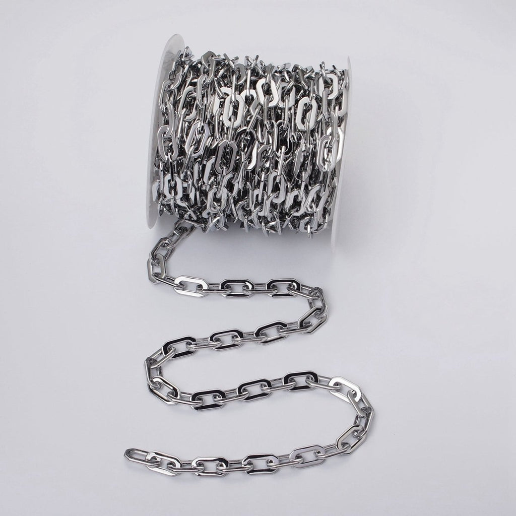 24k Gold plated Hexagonal PaperClip Unfinished 9mm Chain by Yard in Gold & Silver | ROLL-1126 ROLL-1195 Clearance Pricing