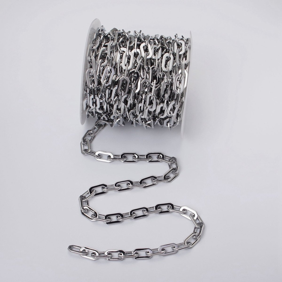 24k Gold plated Hexagonal PaperClip Unfinished 9mm Chain by Yard in Gold & Silver | ROLL-1126 ROLL-1195 Clearance Pricing