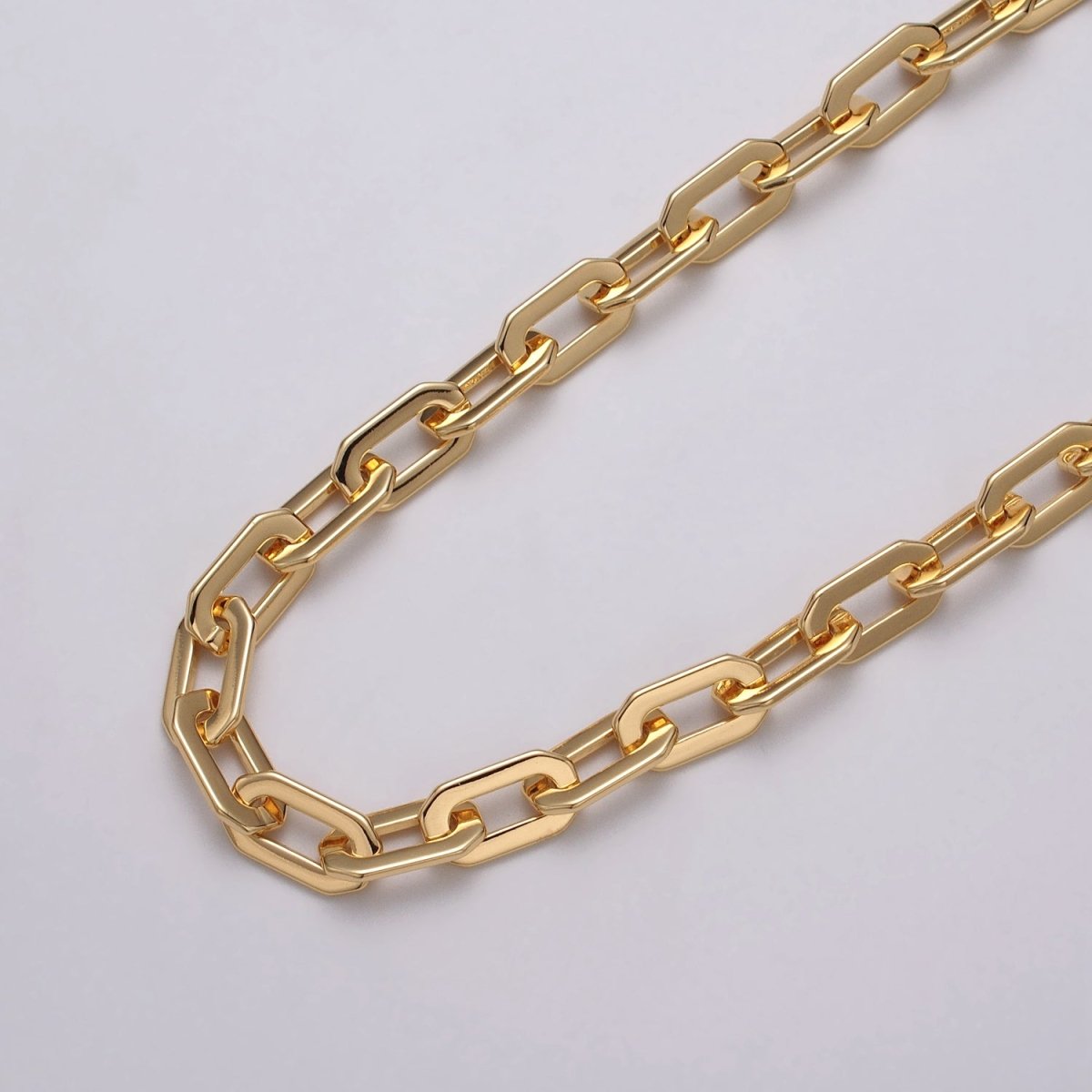 24k Gold plated Hexagonal PaperClip Unfinished 9mm Chain by Yard in Gold & Silver | ROLL-1126 ROLL-1195 Clearance Pricing