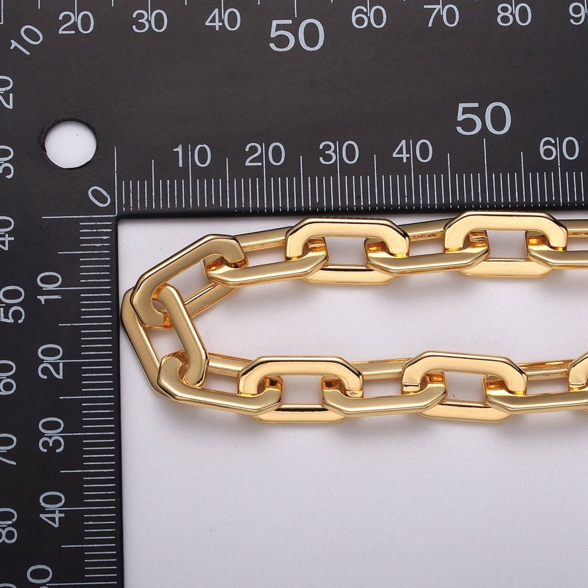 24k Gold plated Hexagonal PaperClip Unfinished 9mm Chain by Yard in Gold & Silver | ROLL-1126 ROLL-1195 Clearance Pricing
