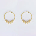 24K Gold plated Hoop Star Earring 40mm Celestial Hoops P-133 - DLUXCA