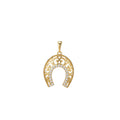 24k Gold plated Horse Shoe Pendant- Dainty Filigree Lucky Charm Cubic Horseshoe I-121 - DLUXCA