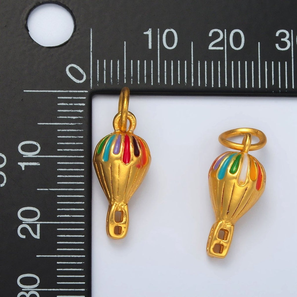 24K Gold plated Hot Air Balloon Small Enamel Charm | M149 - DLUXCA