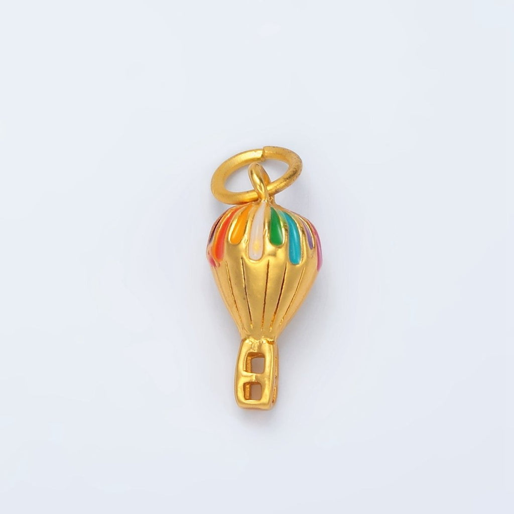 24K Gold plated Hot Air Balloon Small Enamel Charm | M149 - DLUXCA