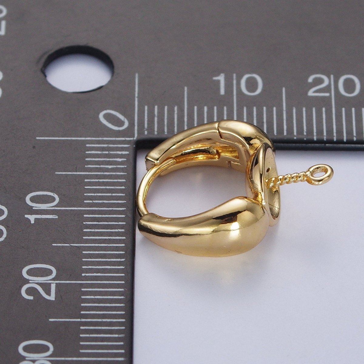 24K Gold plated Huggie Hoop with Drilled Cup Peg For DIY Pearl Bead Charm, Jewelry Earrings Making L-873 - DLUXCA