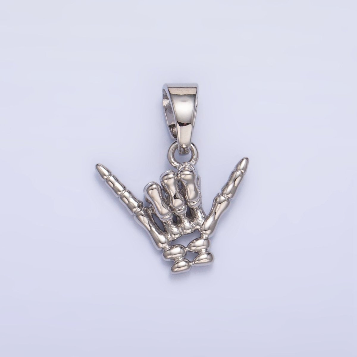 24K Gold plated "I Love You" "Rock & Roll" Hand Gesture Skeleton Pendant in Gold & Silver | AA1002 - DLUXCA
