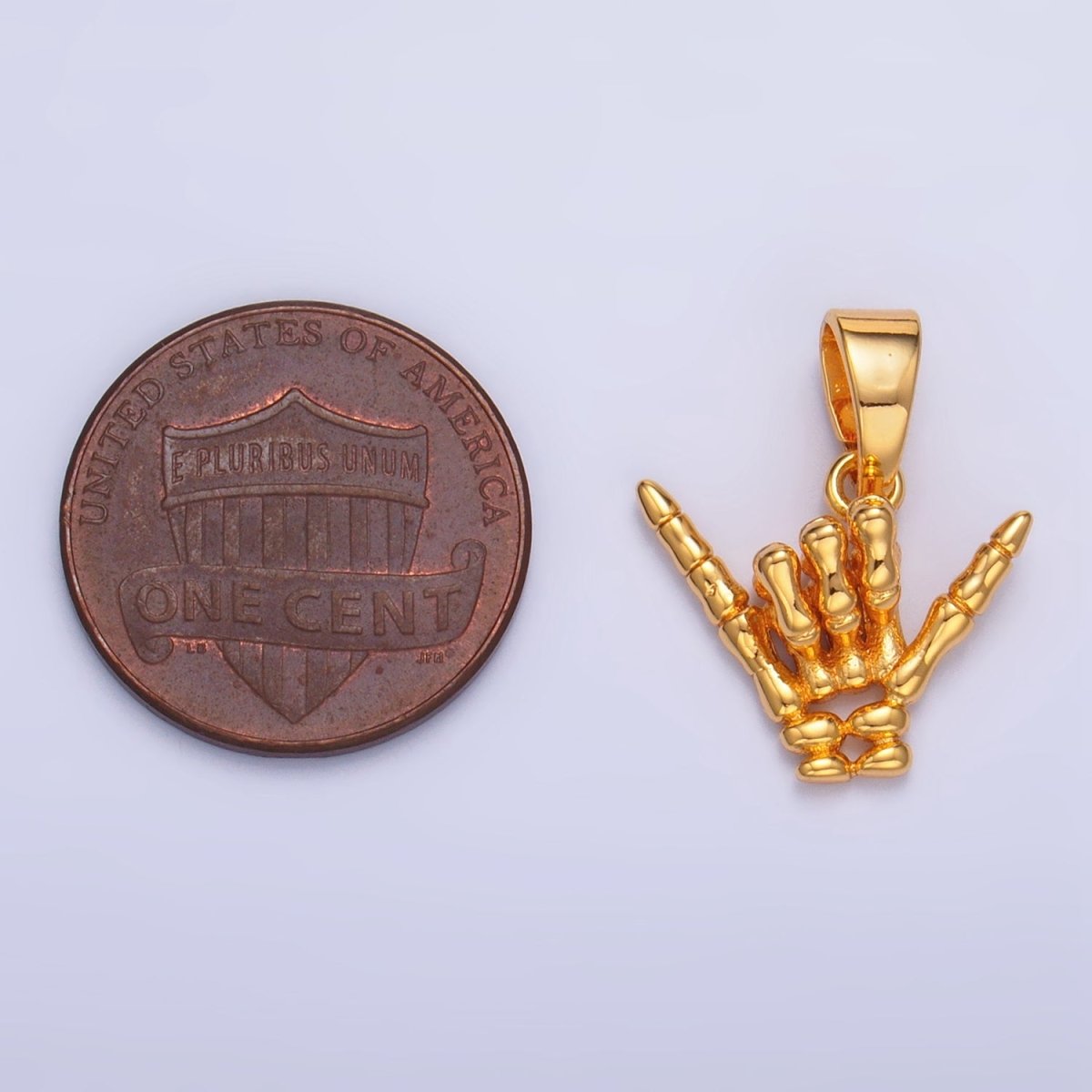 24K Gold plated "I Love You" "Rock & Roll" Hand Gesture Skeleton Pendant in Gold & Silver | AA1002 - DLUXCA