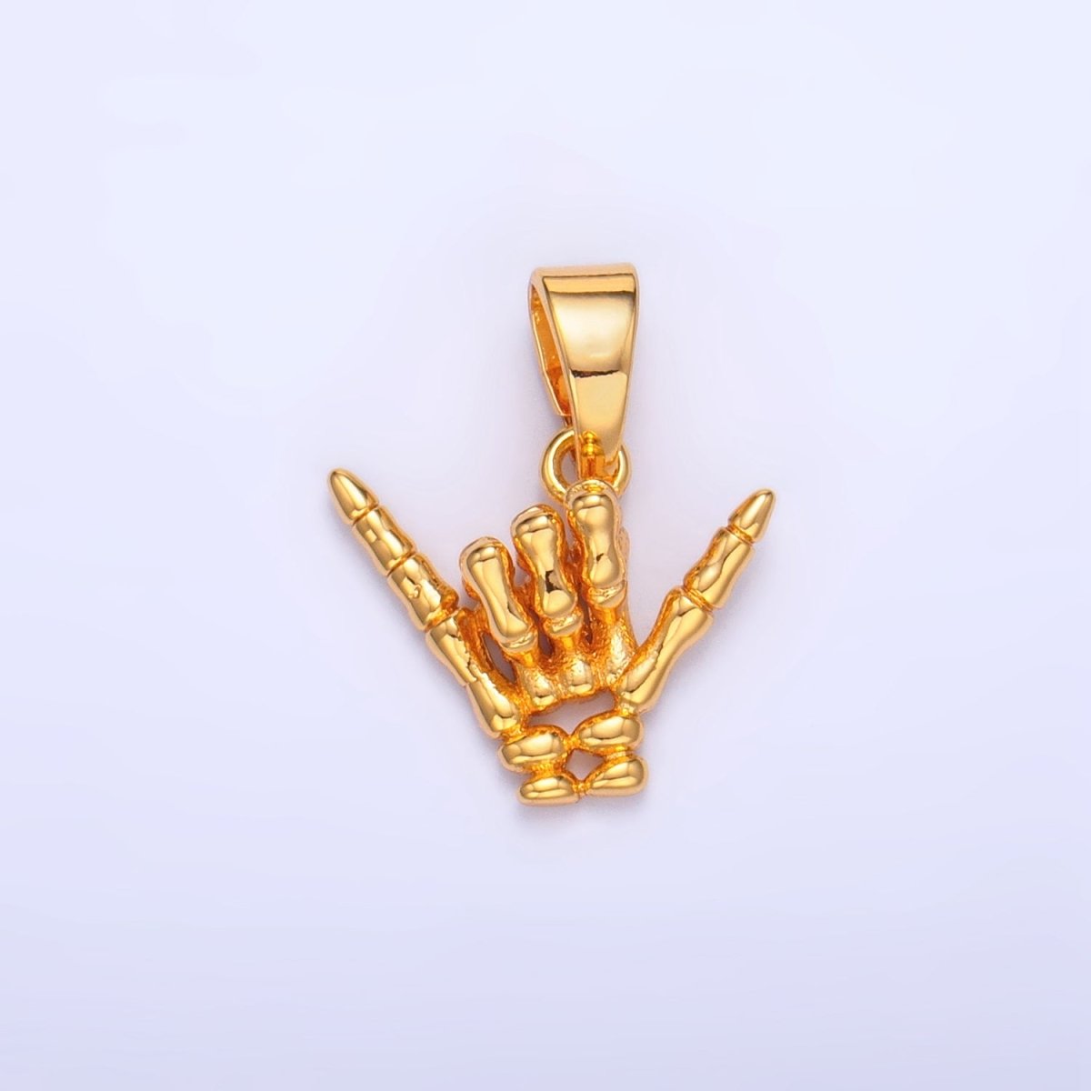 24K Gold plated "I Love You" "Rock & Roll" Hand Gesture Skeleton Pendant in Gold & Silver | AA1002 - DLUXCA