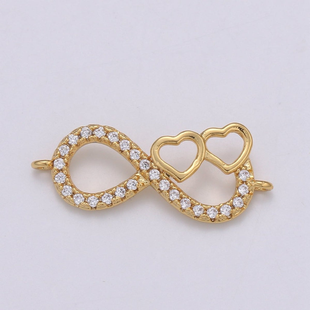 24K Gold plated Infinity Heart Connectors F-567 - DLUXCA
