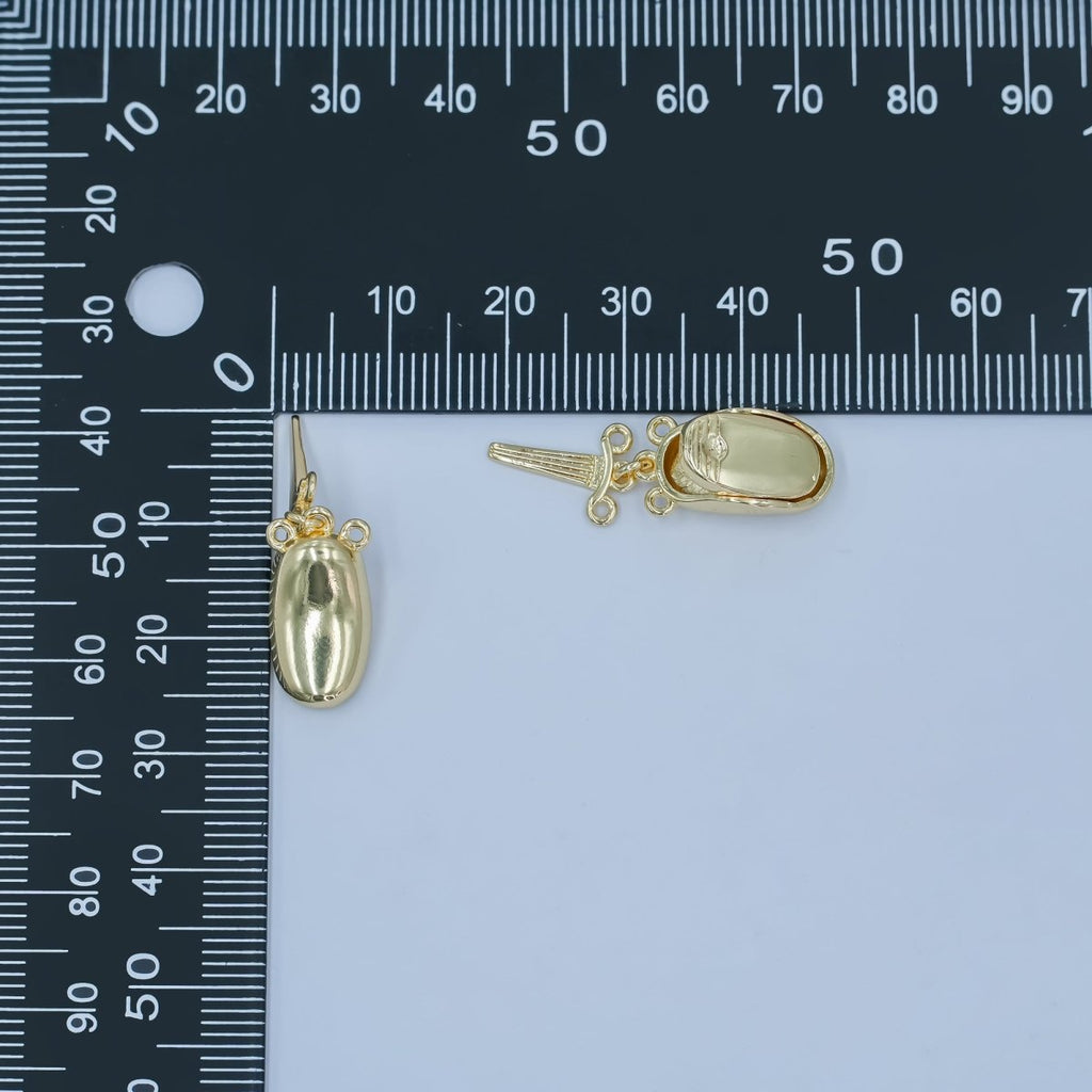 24K Gold plated Ingot Bean Buckle Closure Finding Set | Z1126 - DLUXCA
